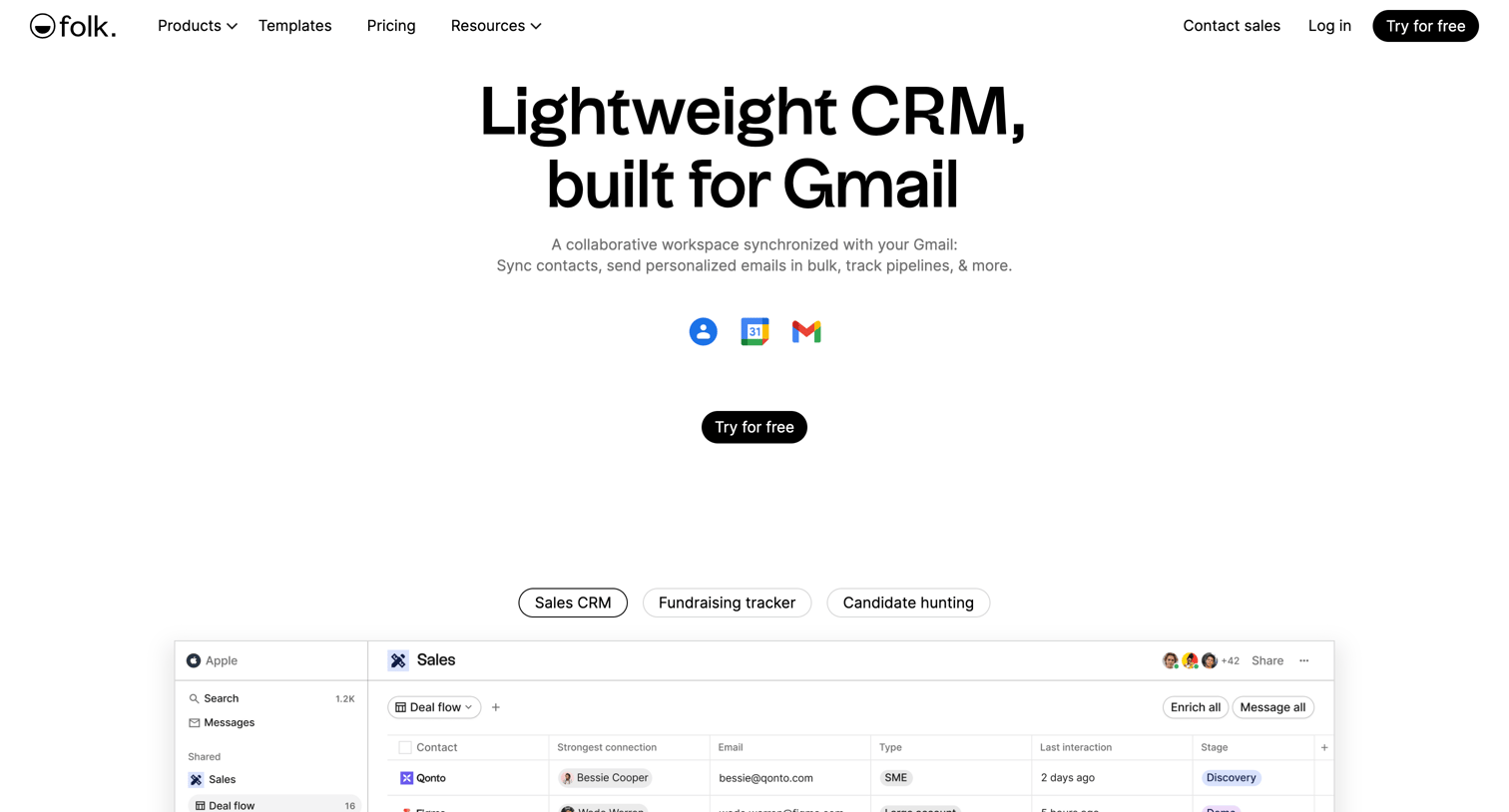 Folk - Lightweight CRM, built for Gmail screen