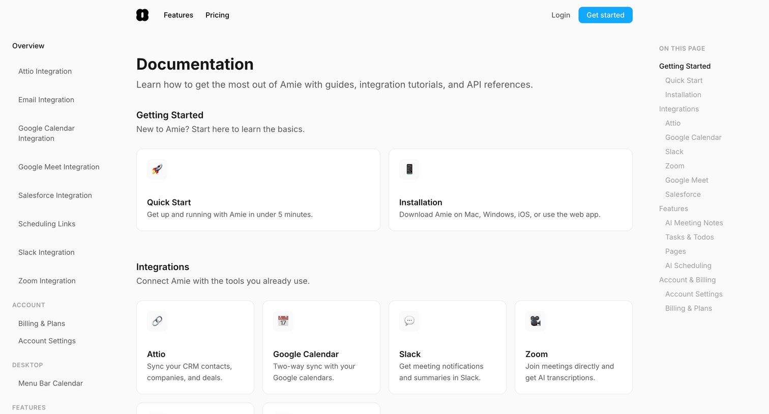 Amie - Documentation - Amie screen