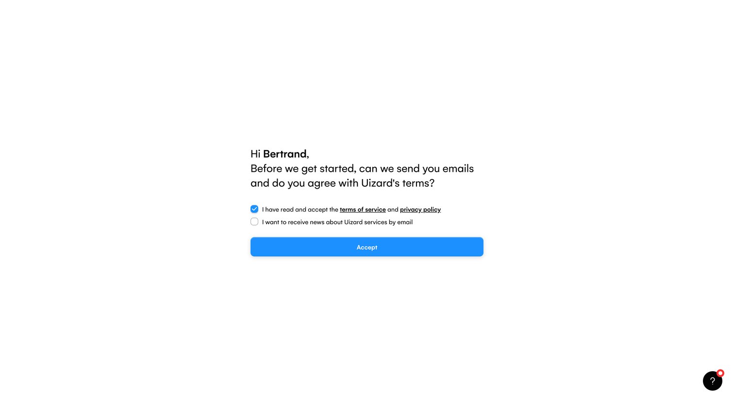 Uizard - Terms – Uizard screen