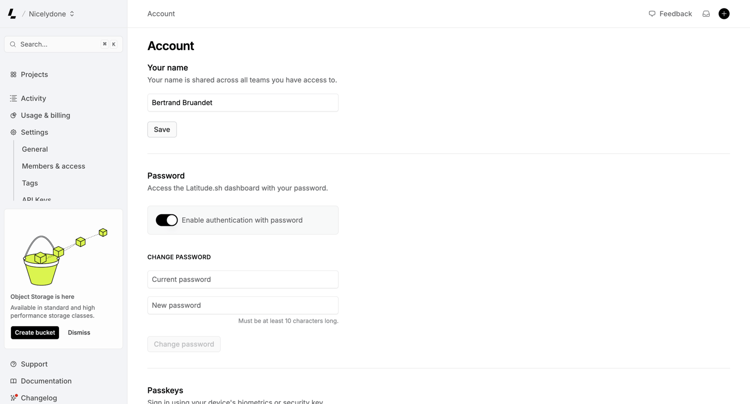 Latitude.sh - Account – Dashboard - Latitude.sh screen