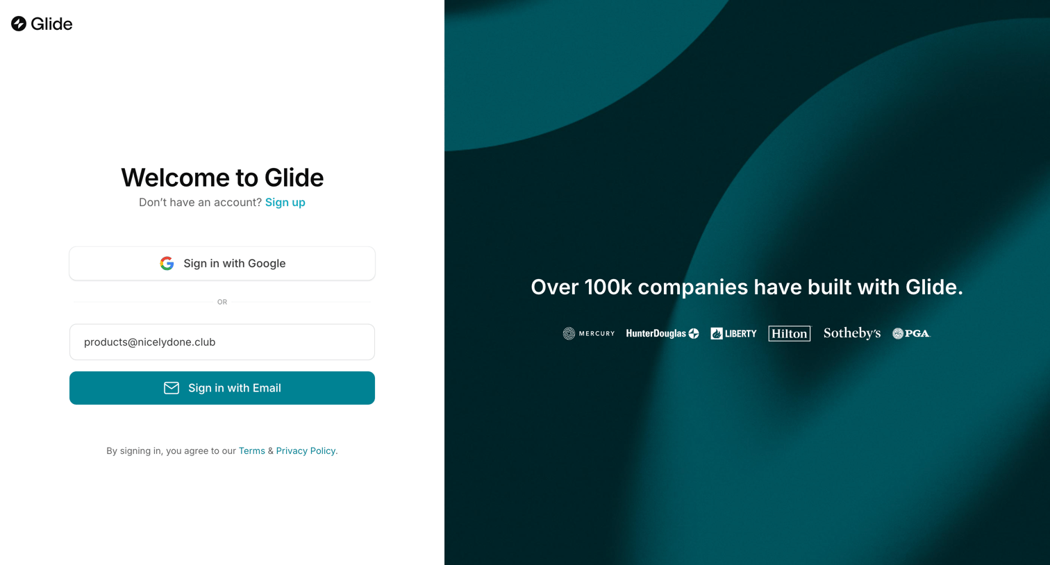 Glide screen