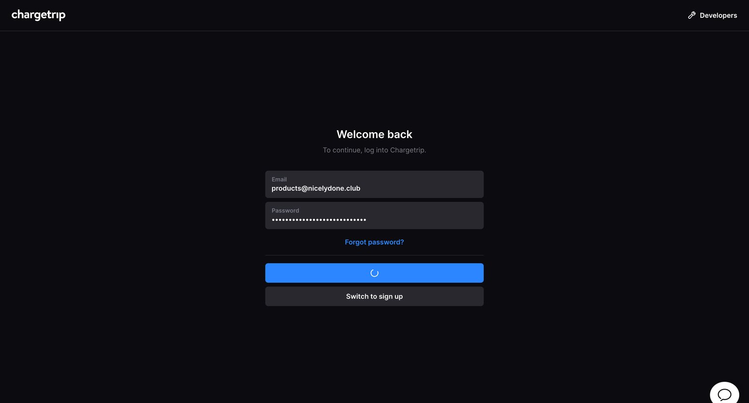 Chargetrip - Chargetrip - Sign in screen