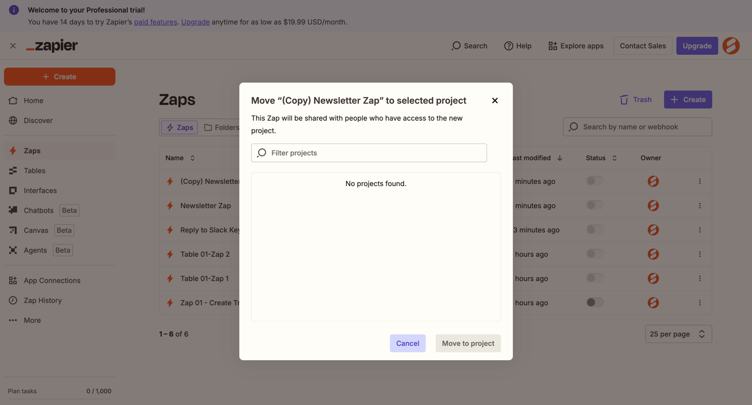 Zapier - Zaps | Zapier screen