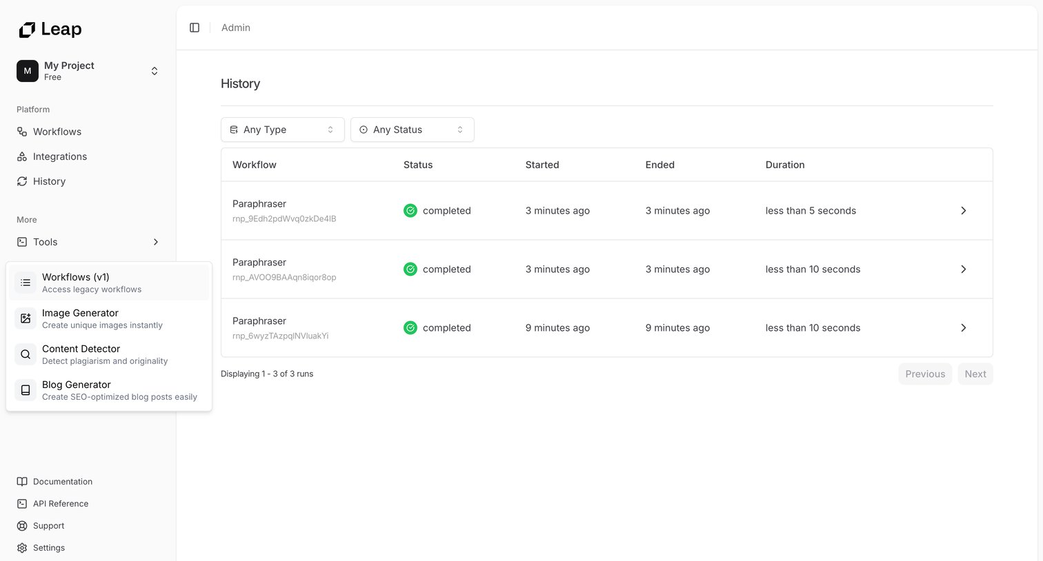 Leap - Leap AI | Automate any workflow with AI screen