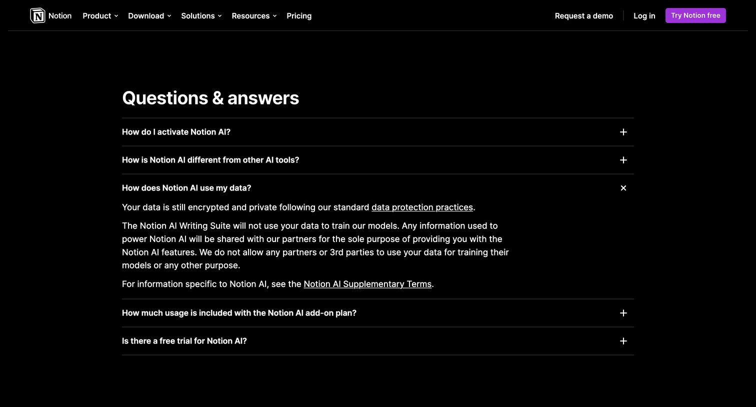 Notion - Notion AI screen
