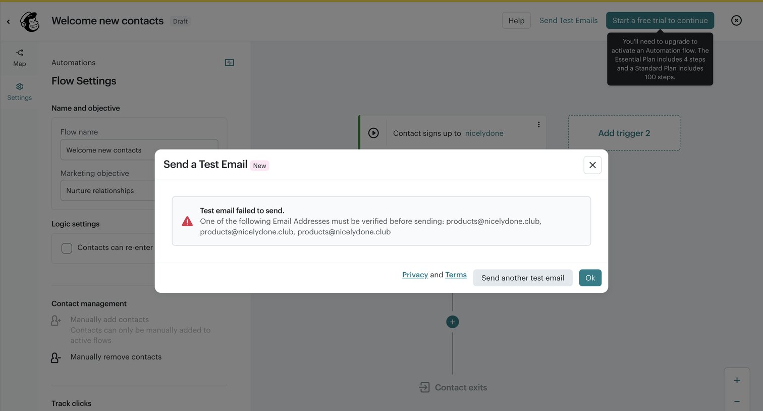 Mailchimp - Automation flows | Mailchimp screen