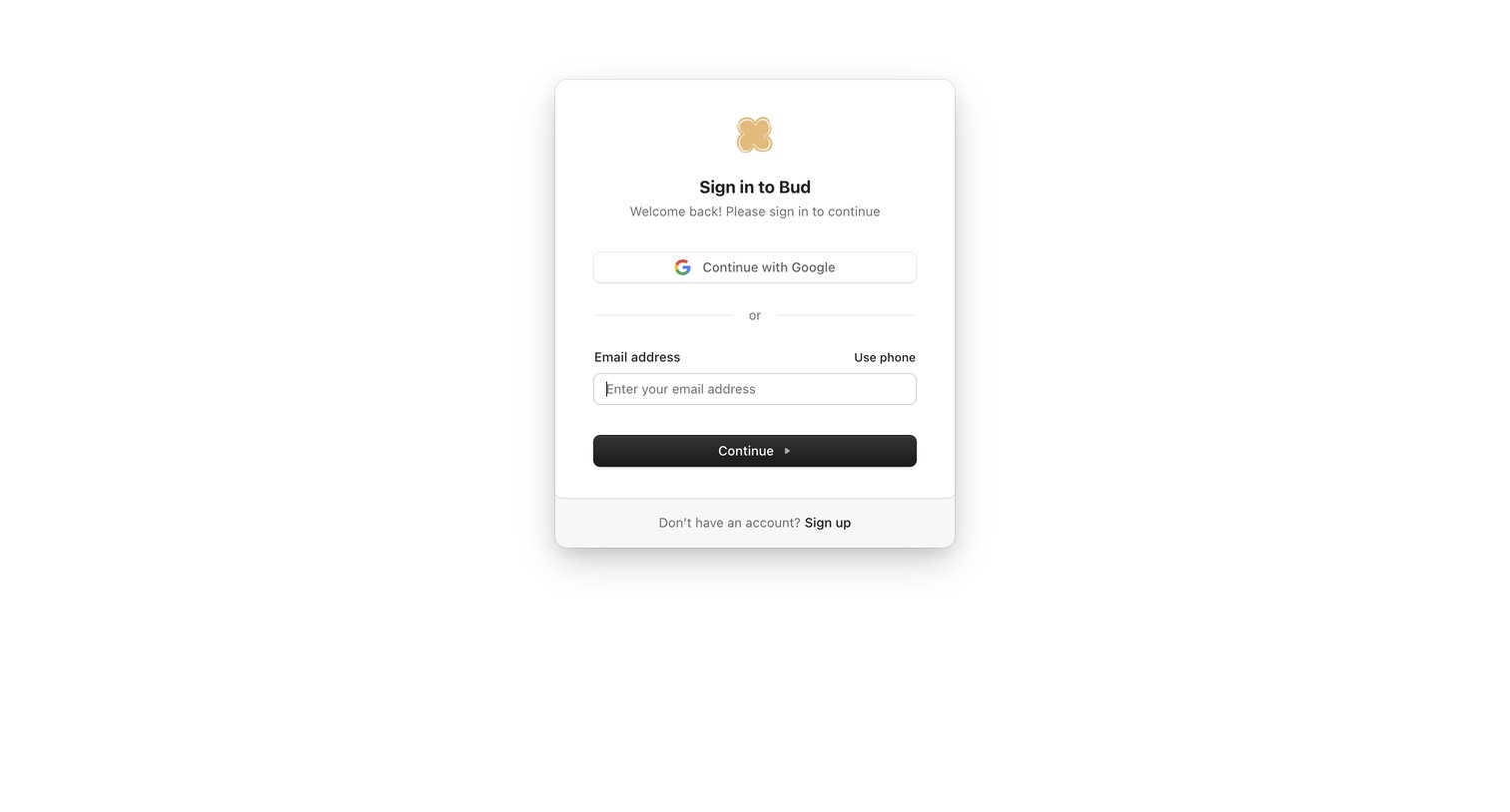 Bud - My account | Bud screen