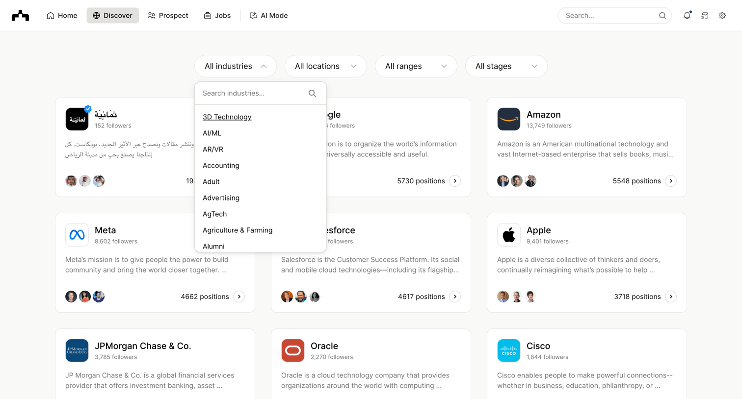The org - Discover | The Org screen