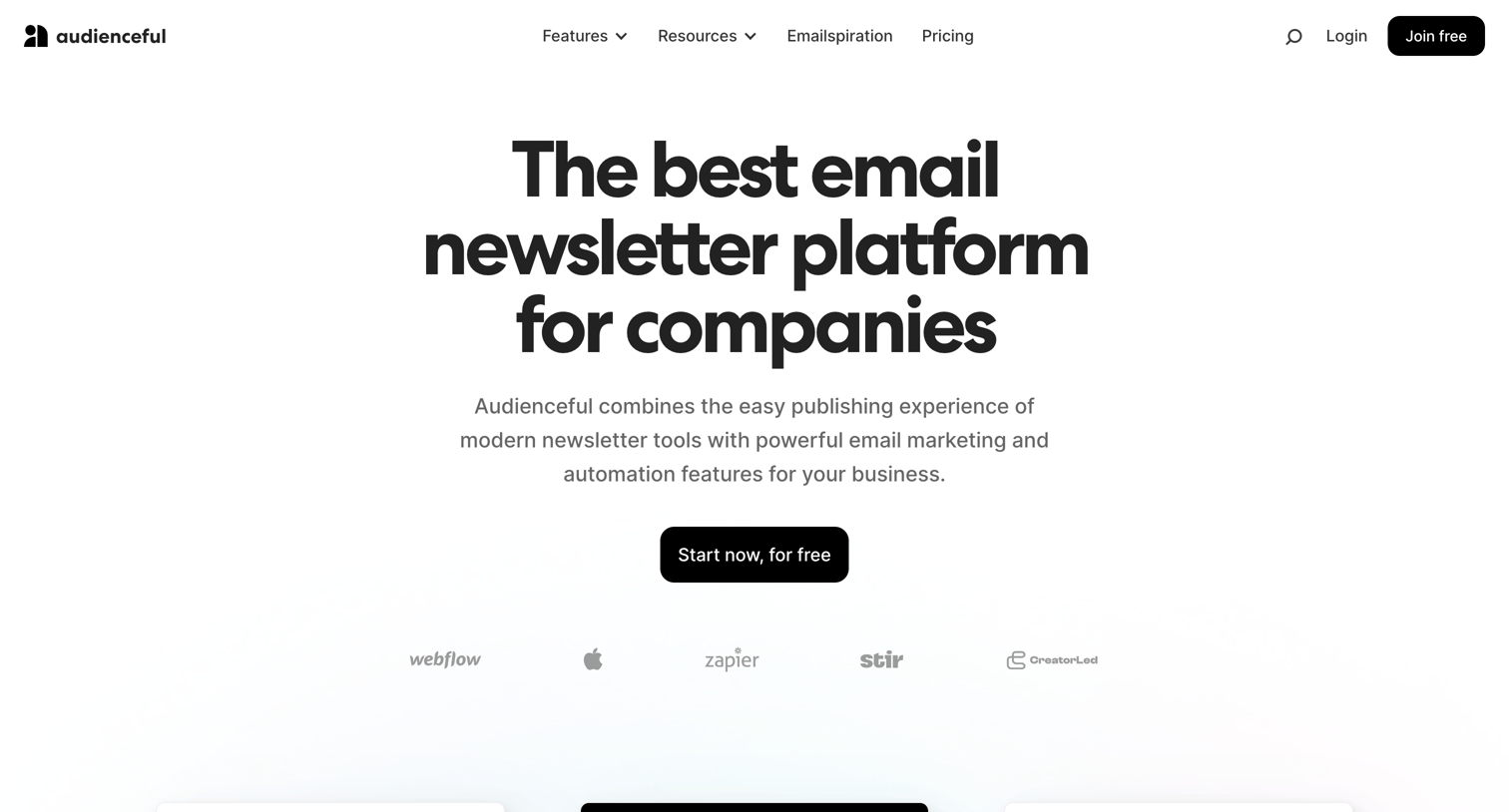 Audienceful - The best email newsletter platform for companies | Audienceful screen