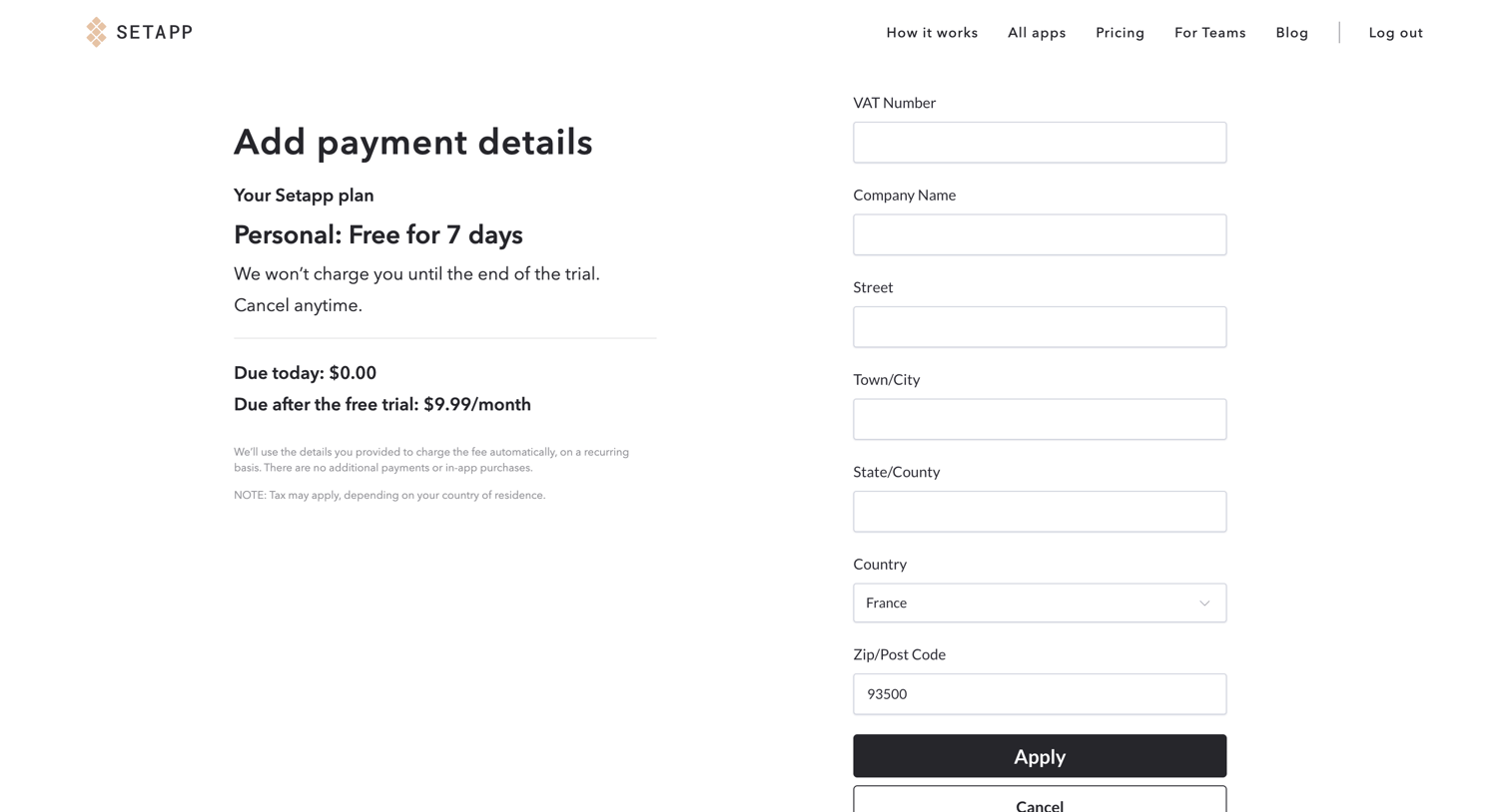 Setapp - Setapp | Personal User Account screen