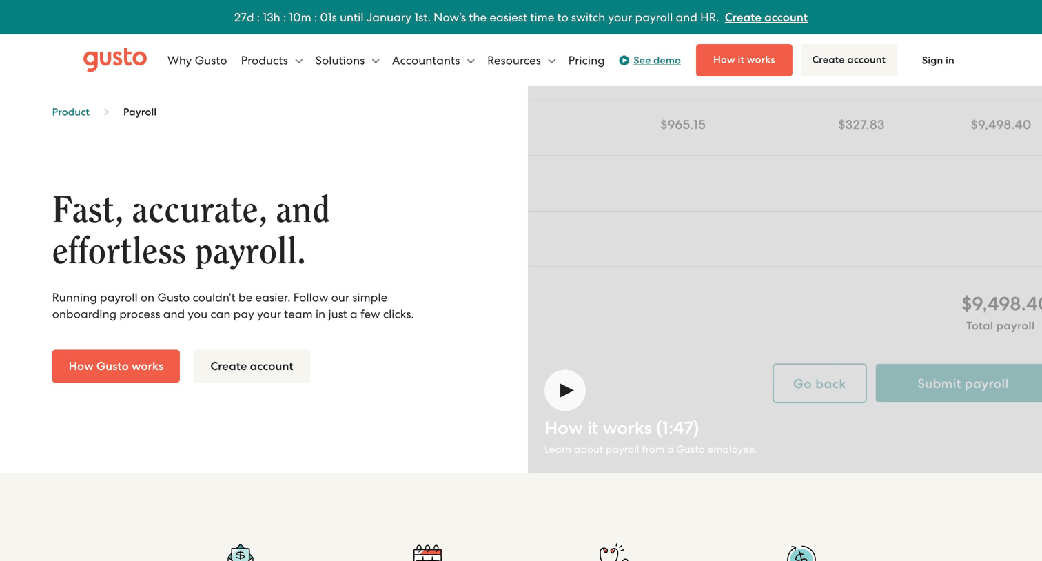 Gusto - Online Payroll Services and Software | Gusto screen