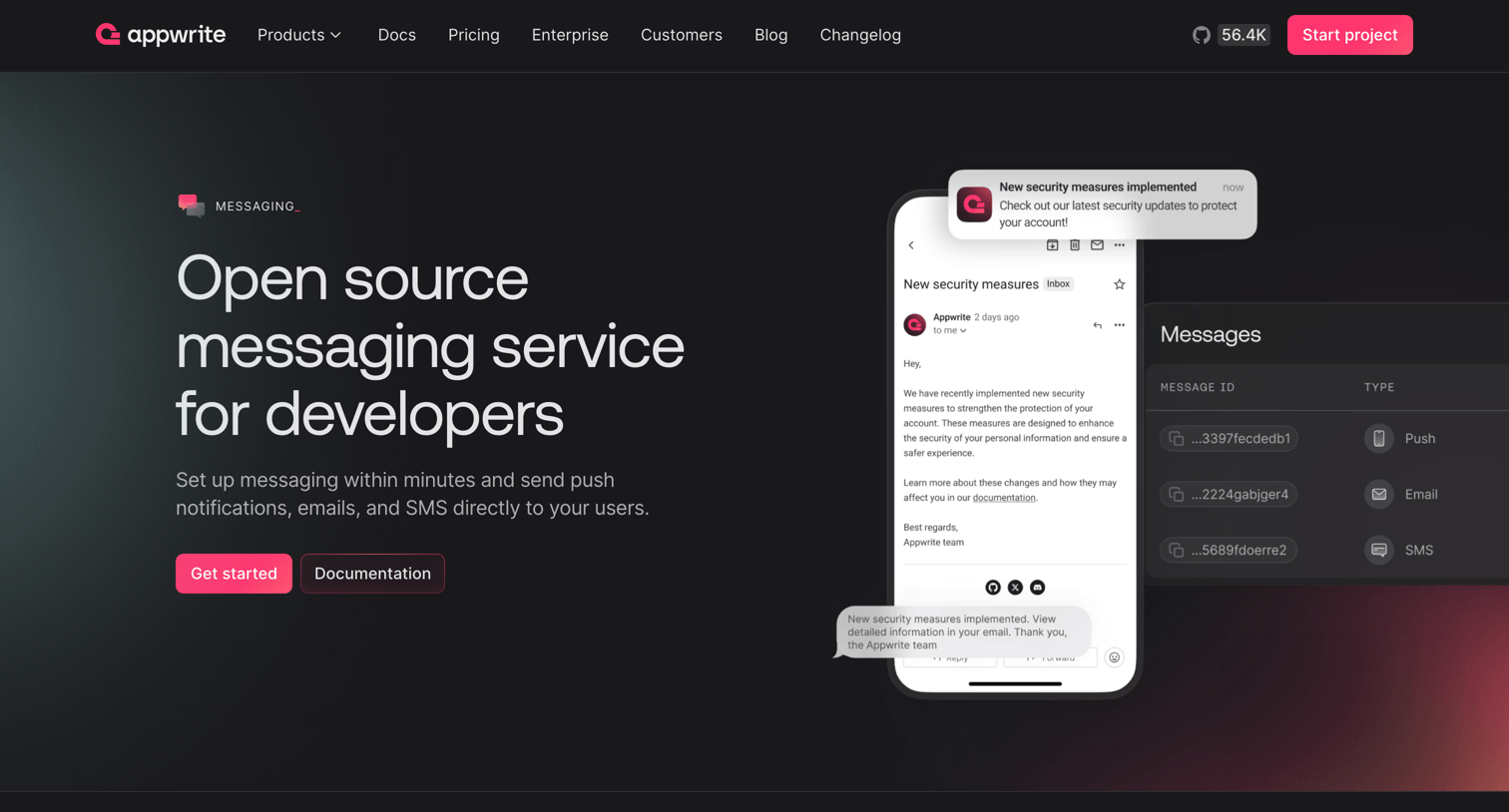 Appwrite - Appwrite Messaging - Appwrite screen