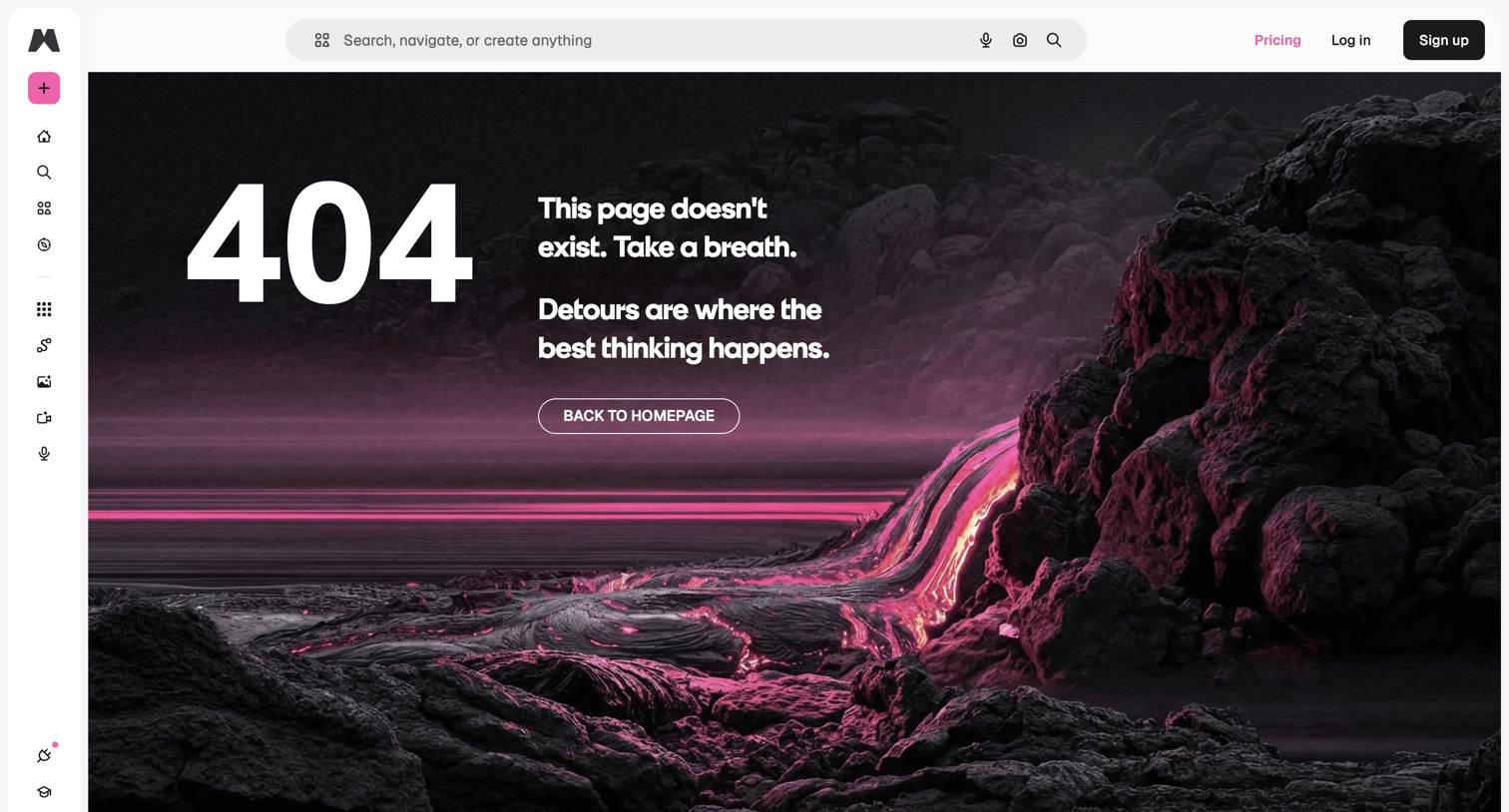 Magnific - This page doesn't exist. Take a breath. screen
