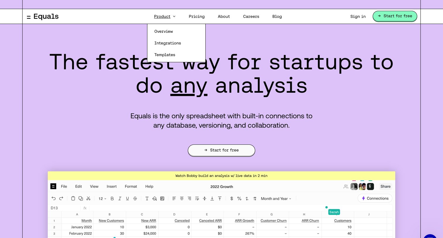 Equals - Equals | The fastest way for startups to do any analysis screen