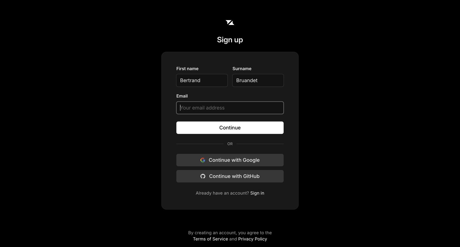 Liveblocks - Sign up screen
