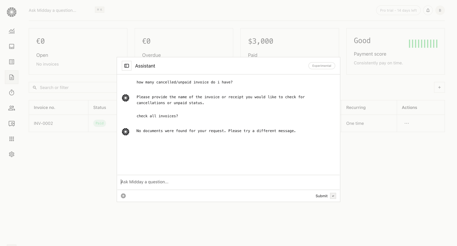 Midday - Invoices | Midday screen
