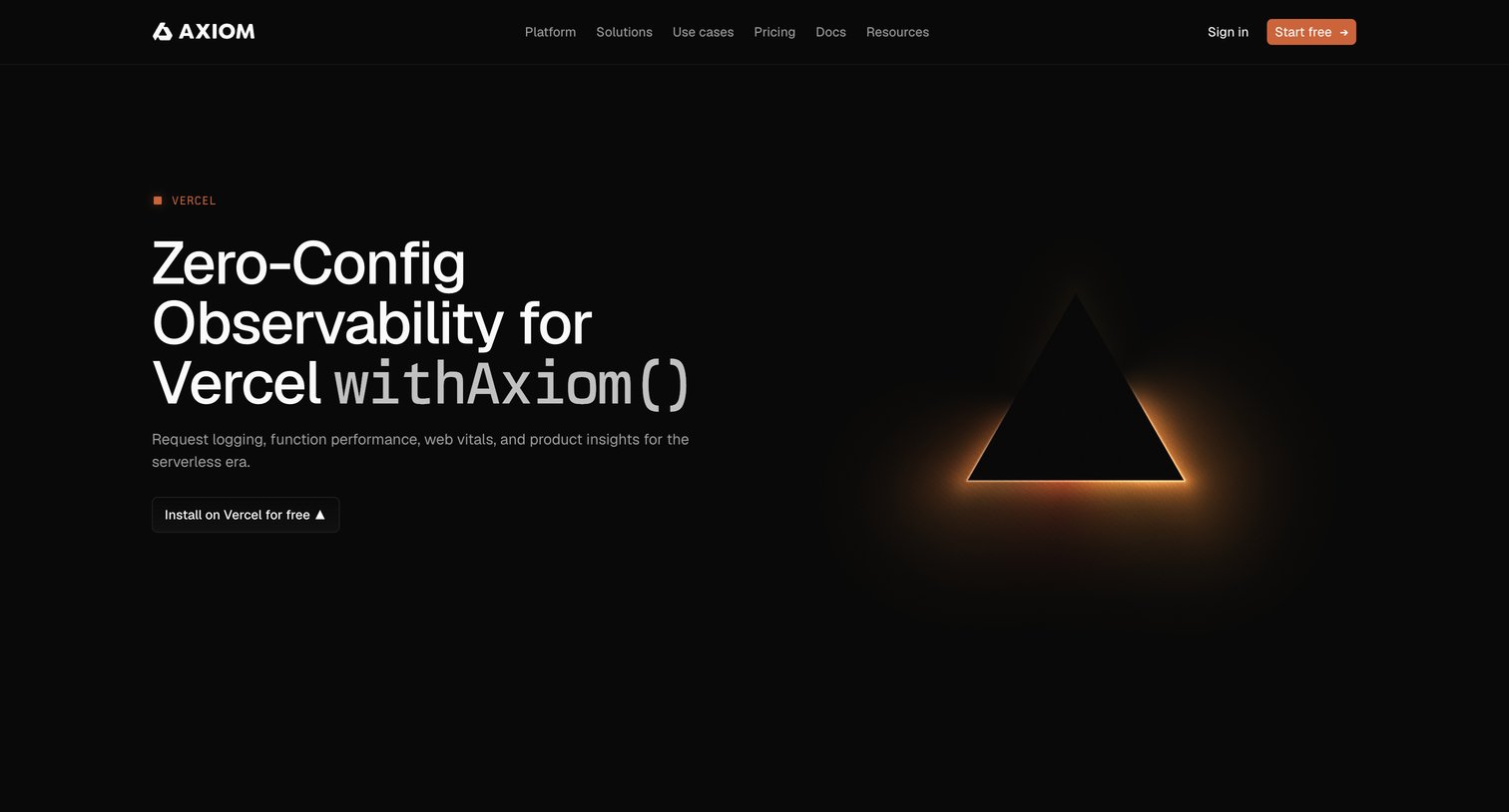Axiom - Zero-Config Observability for Vercel withAxiom() - Axiom screen