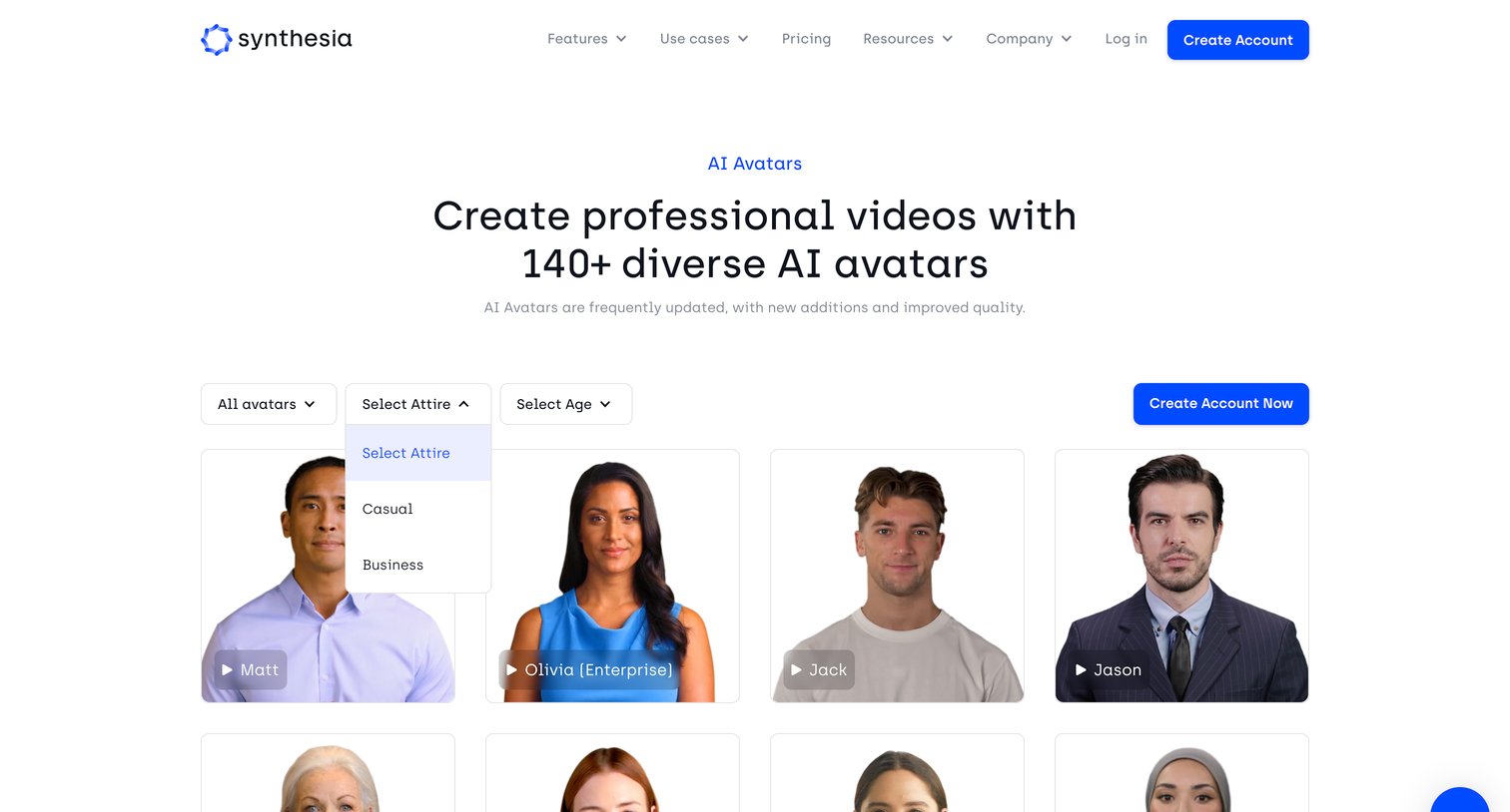 Synthesia - Create AI Videos with 140+ Diverse and Realistic Avatars screen