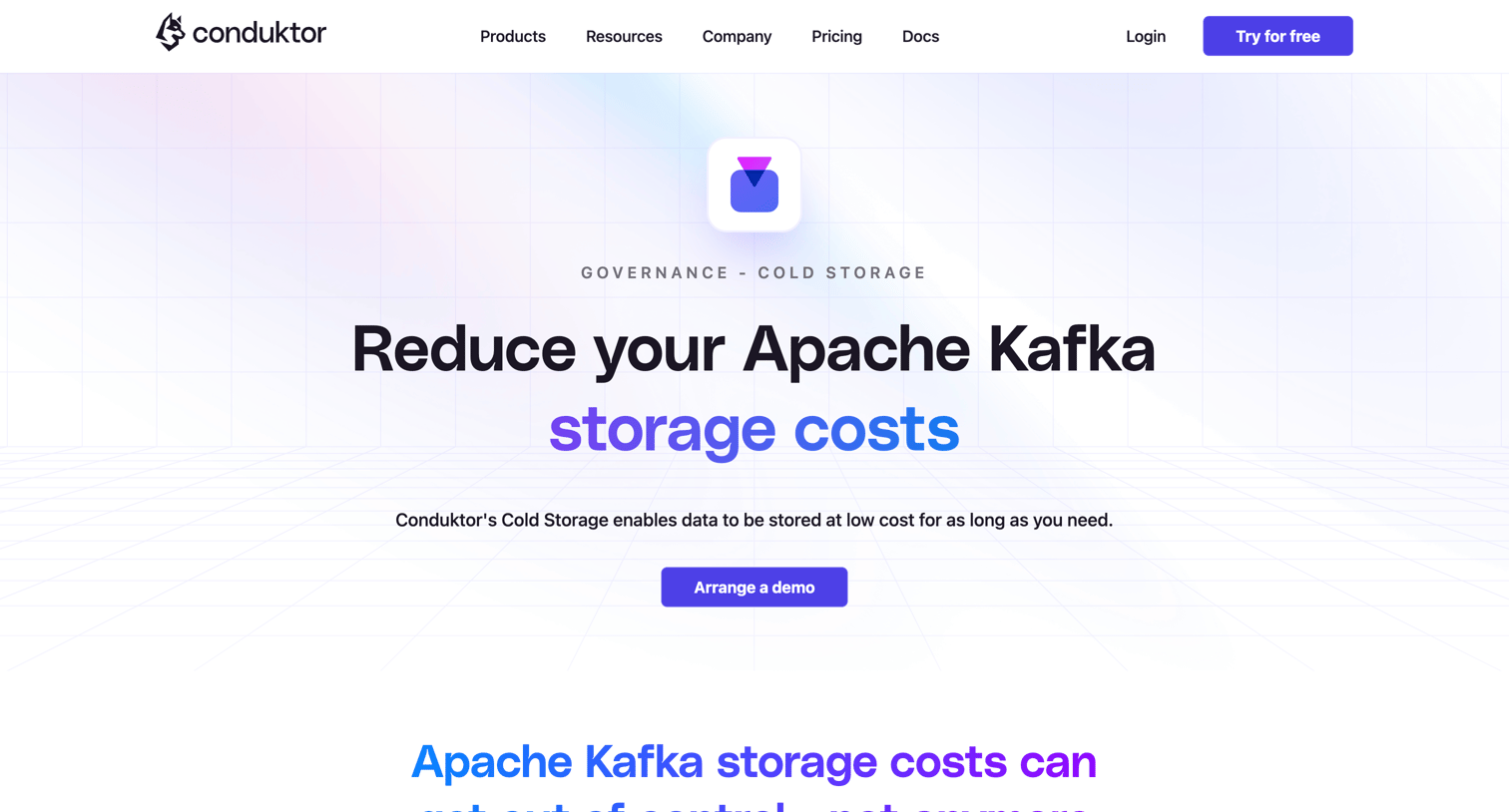 Conduktor - Conduktor Cold Storage | The Apache Kafka Platform screen