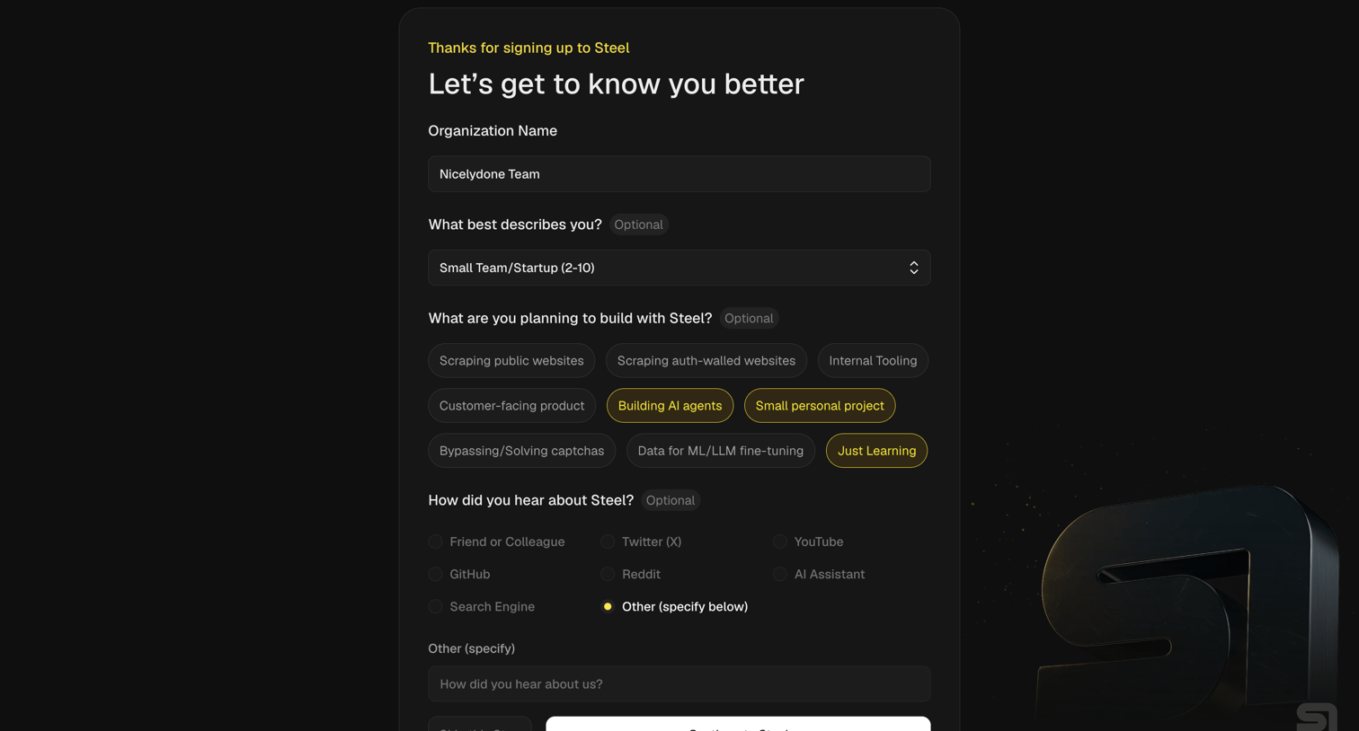 Steel - Steel | Open-source Headless Browser API screen