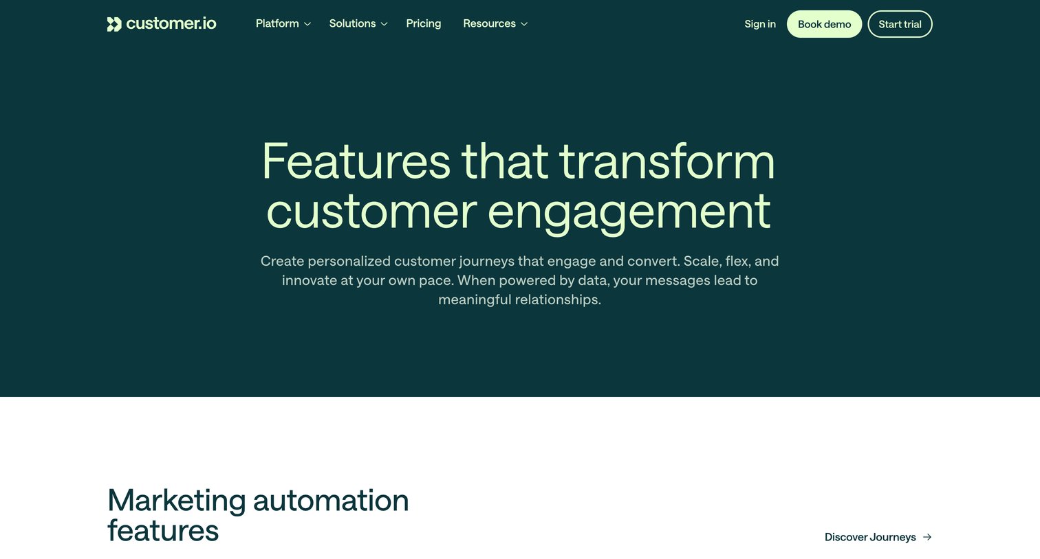 Customer.io - All Customer.io Features | Customer.io screen