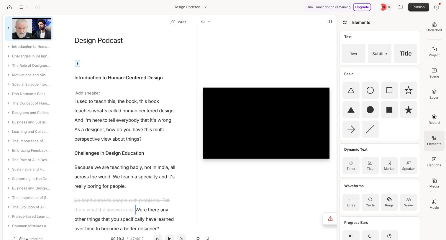 Descript - Design Podcast - Descript screen