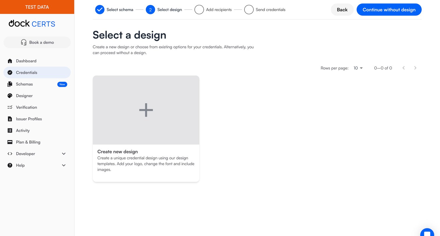 Dock - Dock Certs screen