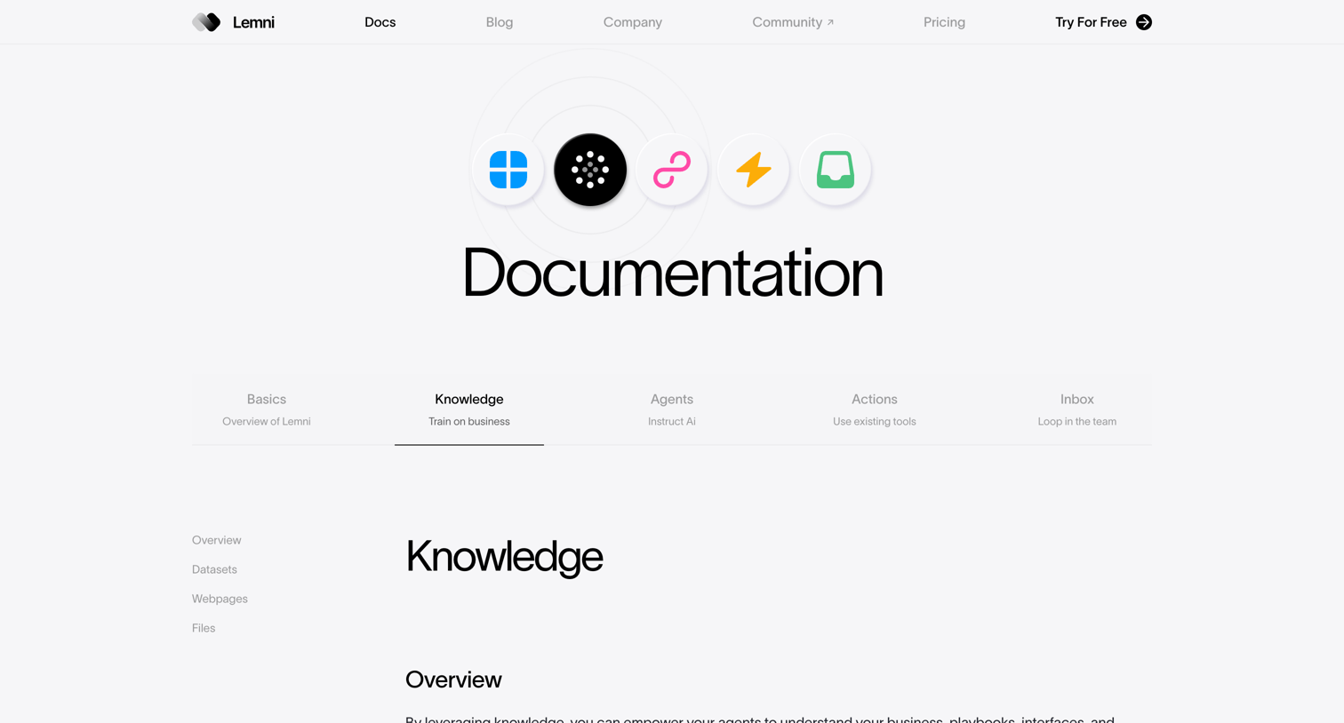 Lemni - Lemni · Docs › Knowledge screen