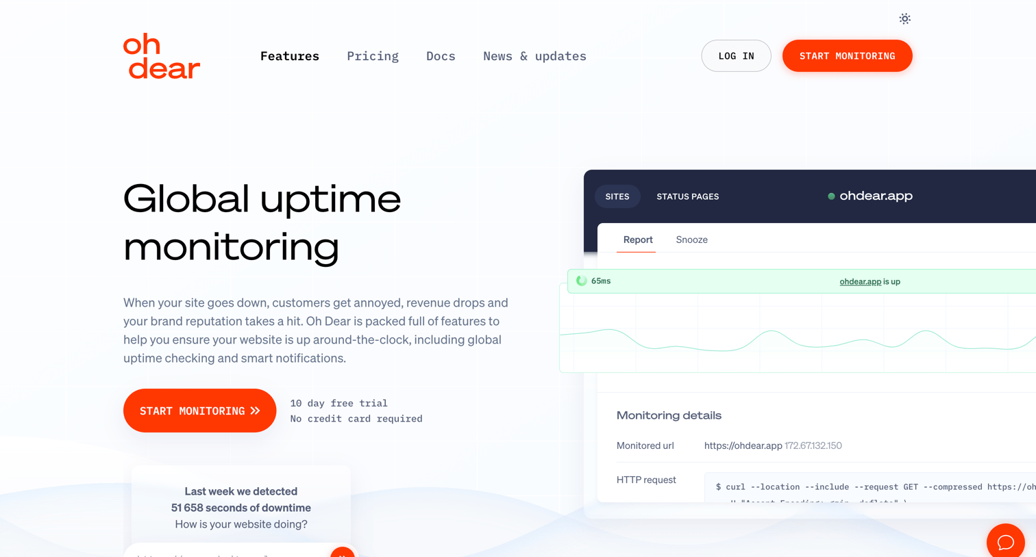 Oh Dear - Website uptime monitoring by Oh Dear screen