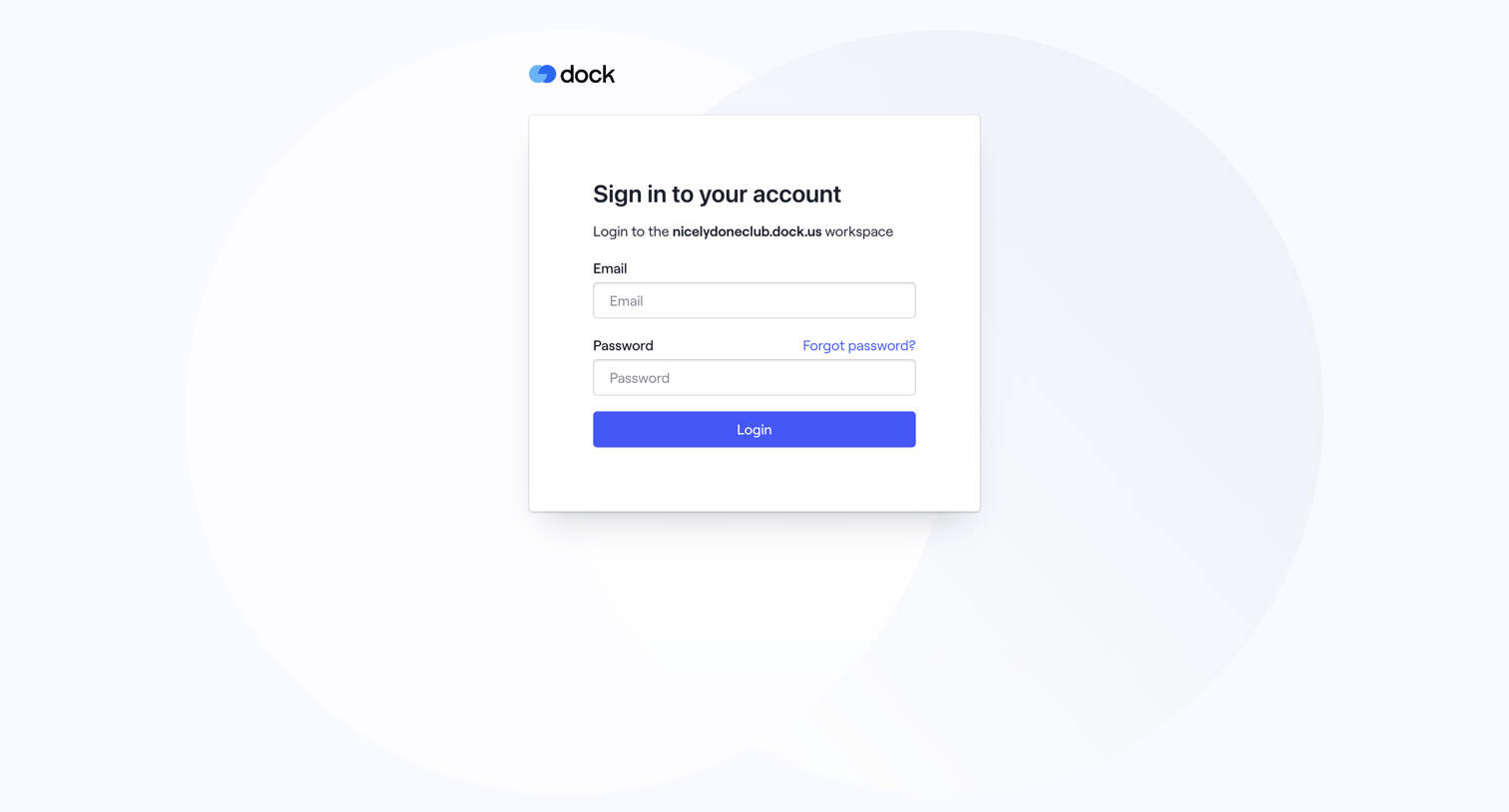 Dock - Login · Dock screen