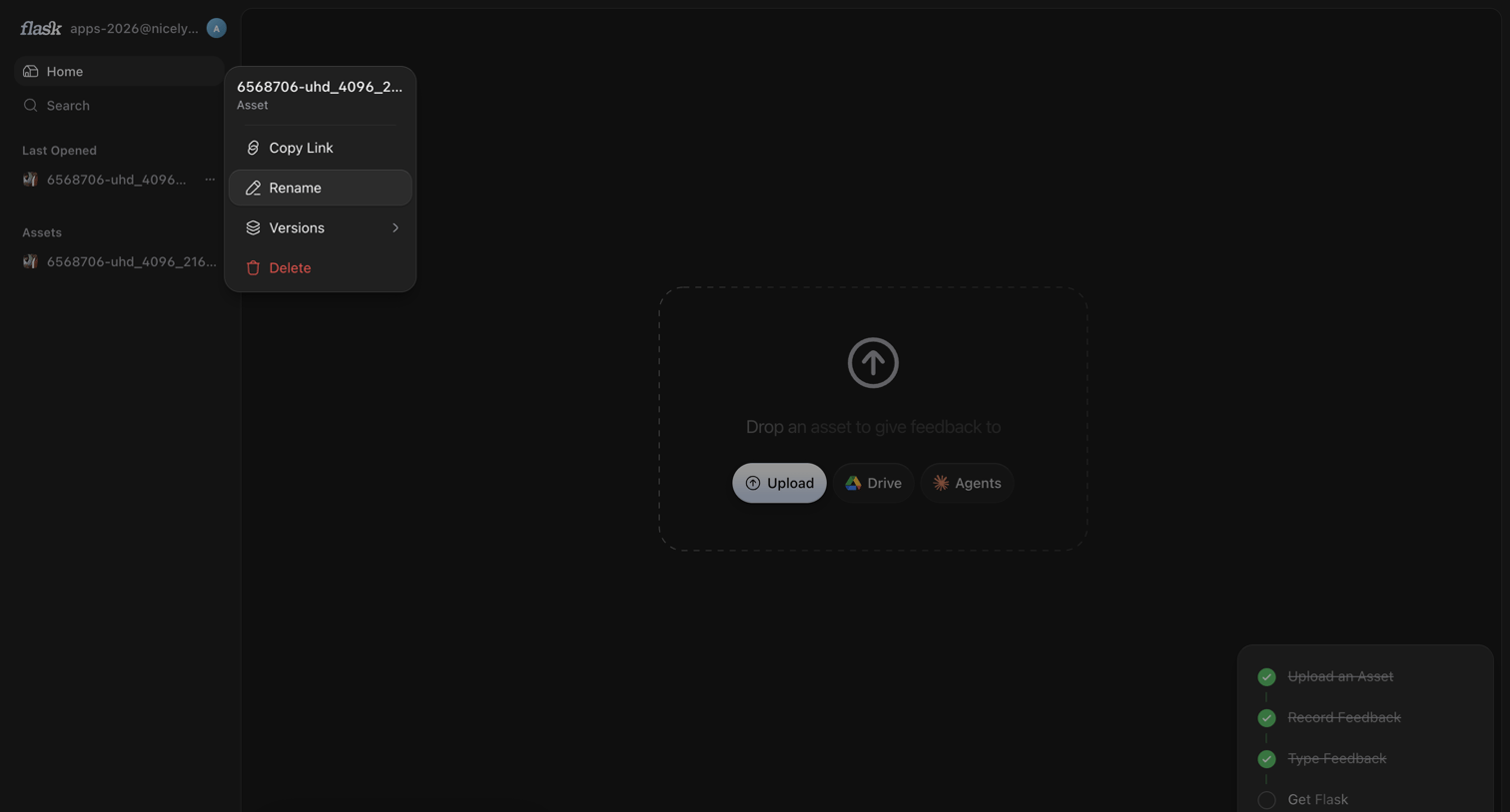 Flask screen