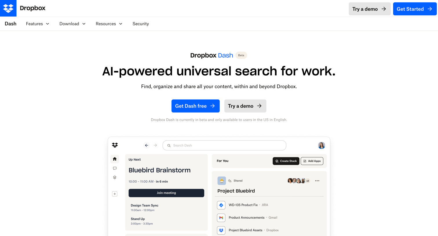 Dropbox - Dropbox Dash screen