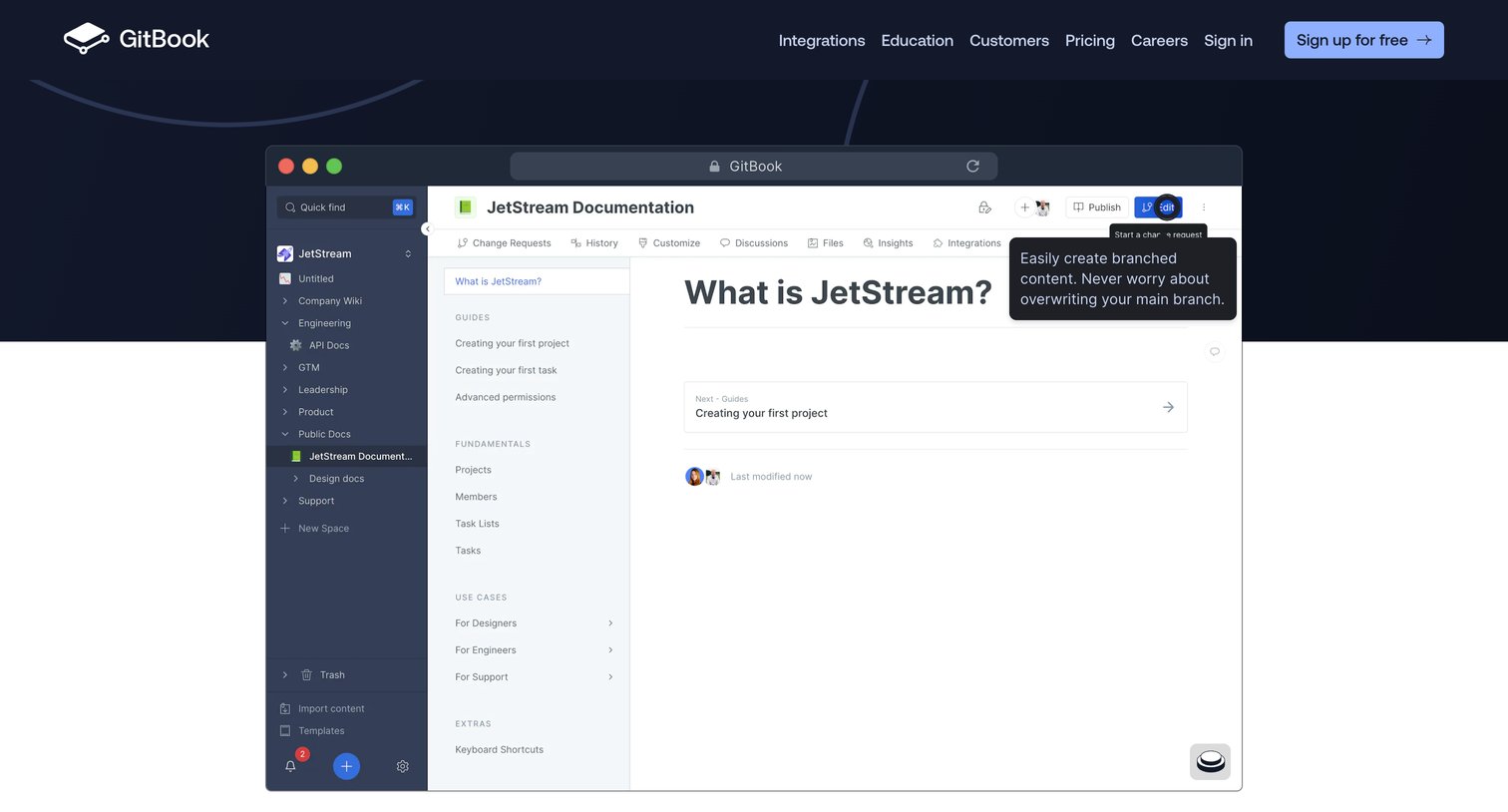 Gitbook - GitBook - Where technical teams document. screen