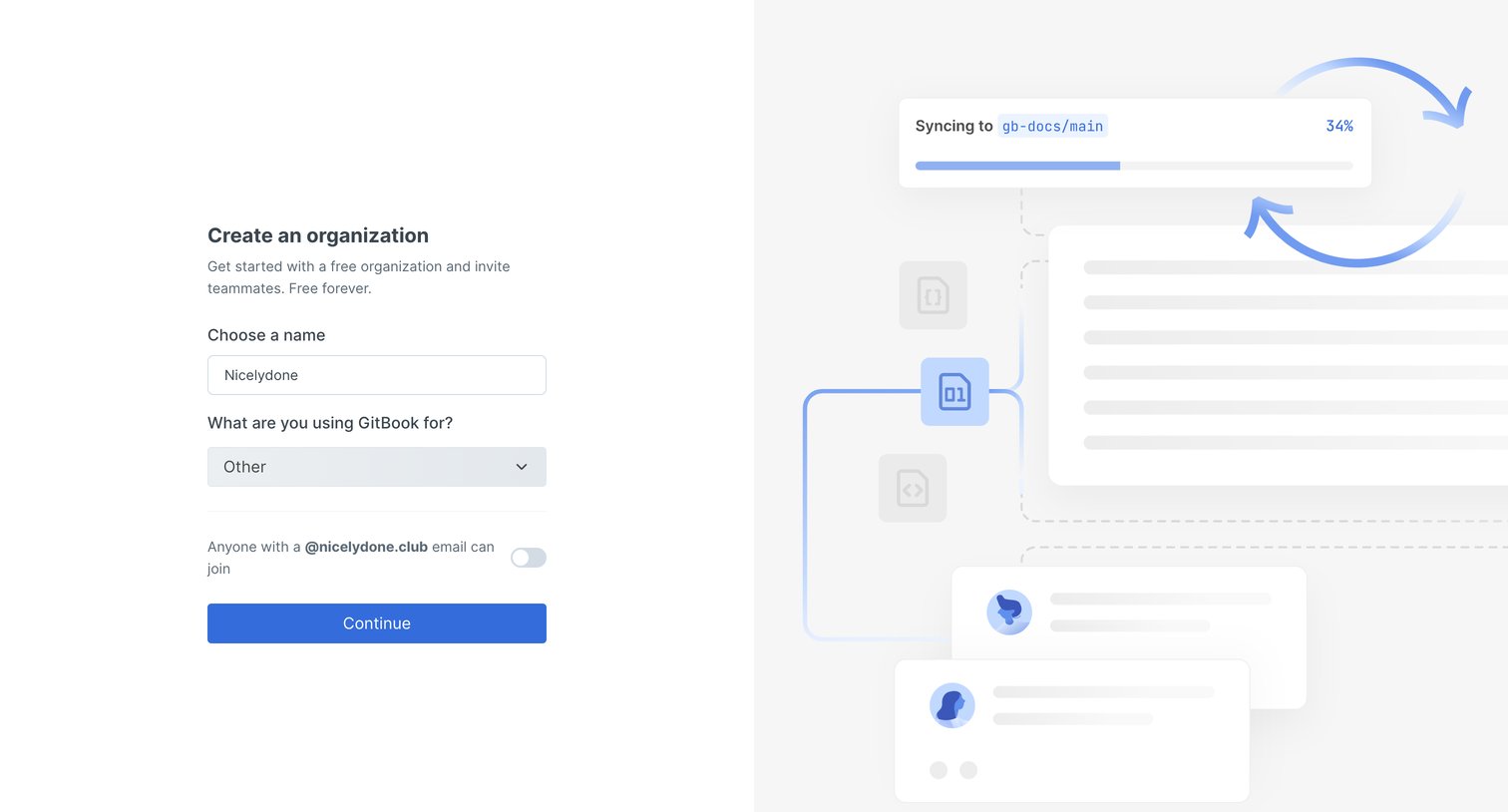 Gitbook - Welcome - GitBook screen