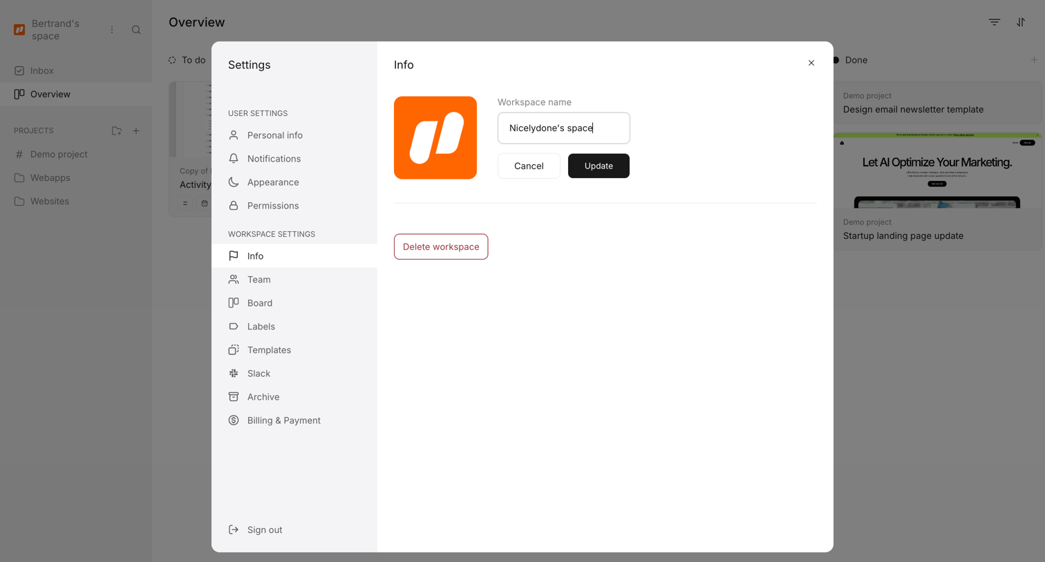 Workflow screen