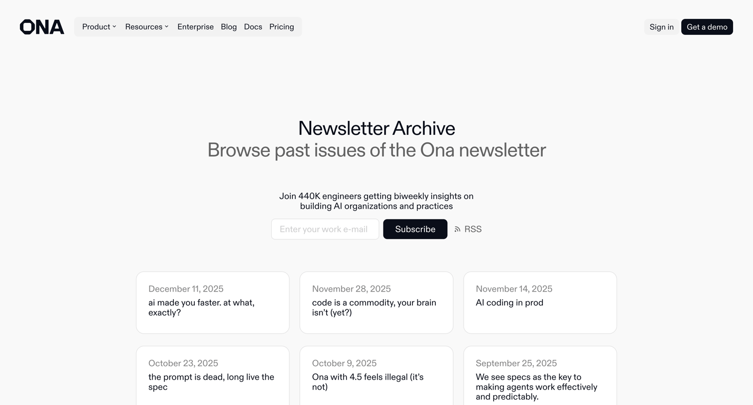 Ona - Newsletter Archive Ona Ona - AI software engineers screen