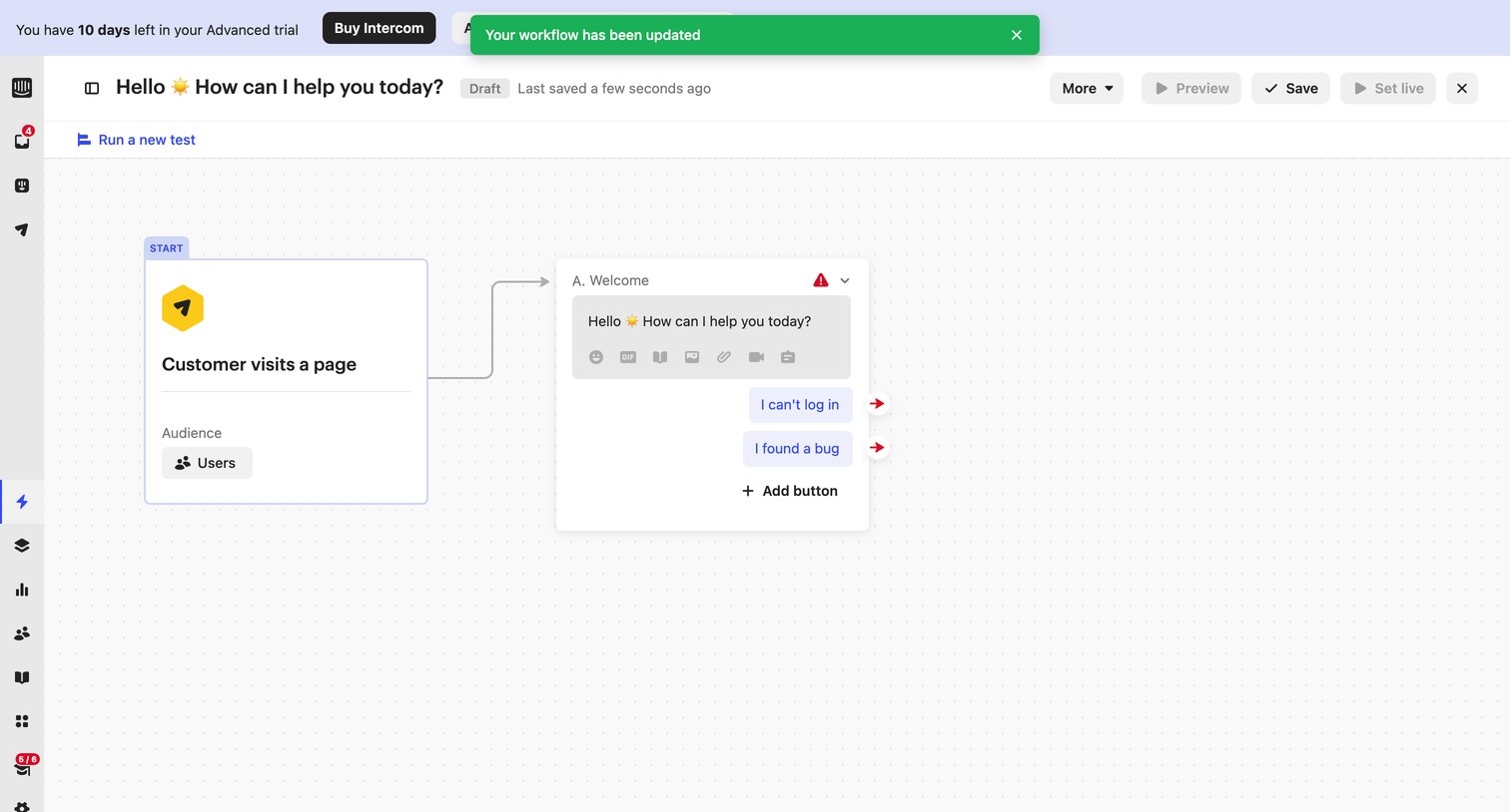 Intercom - Workflows | Nicelydone  Intercom screen