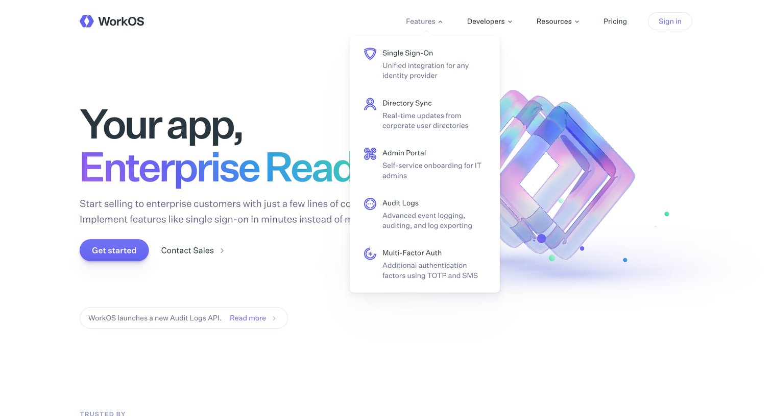 WorkOs - WorkOS — Your app, Enterprise Ready. screen