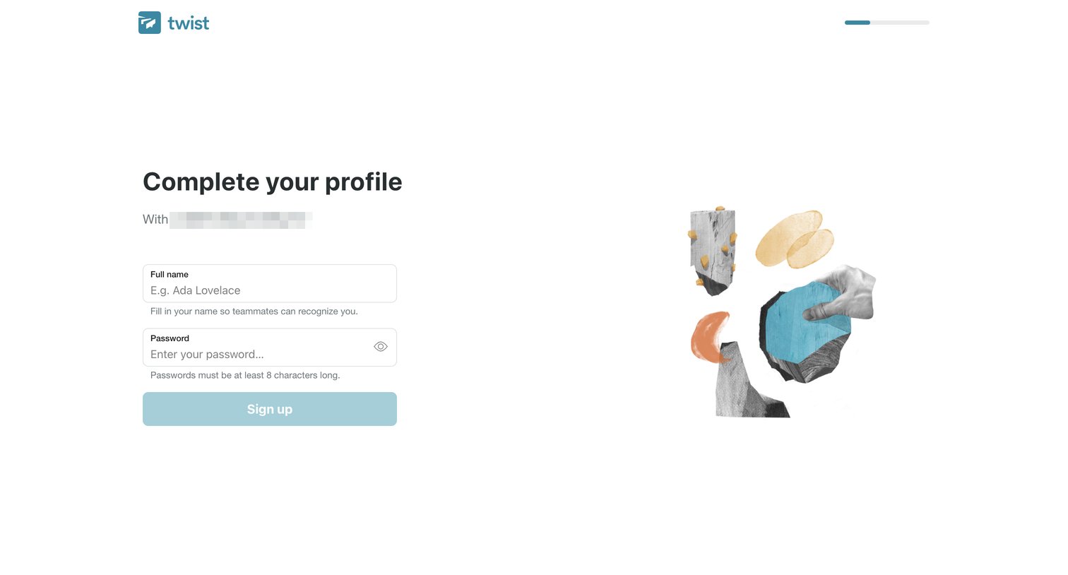 Twist - Complete your profile | Twist screen