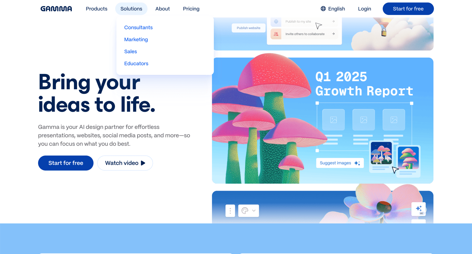 Gamma - Instant Presentations, Websites, and More with AI | Gamma screen