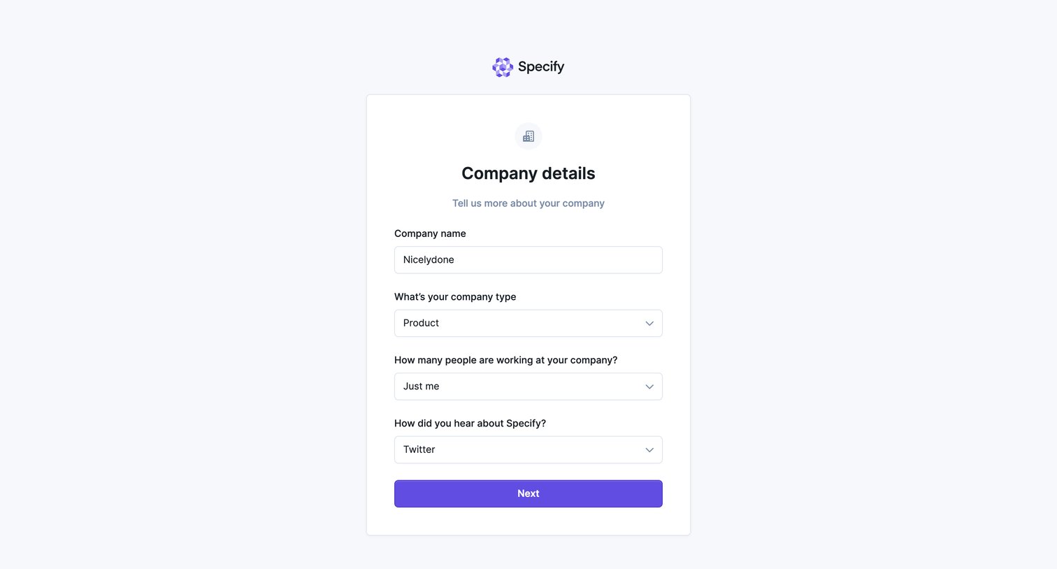 Specify screen