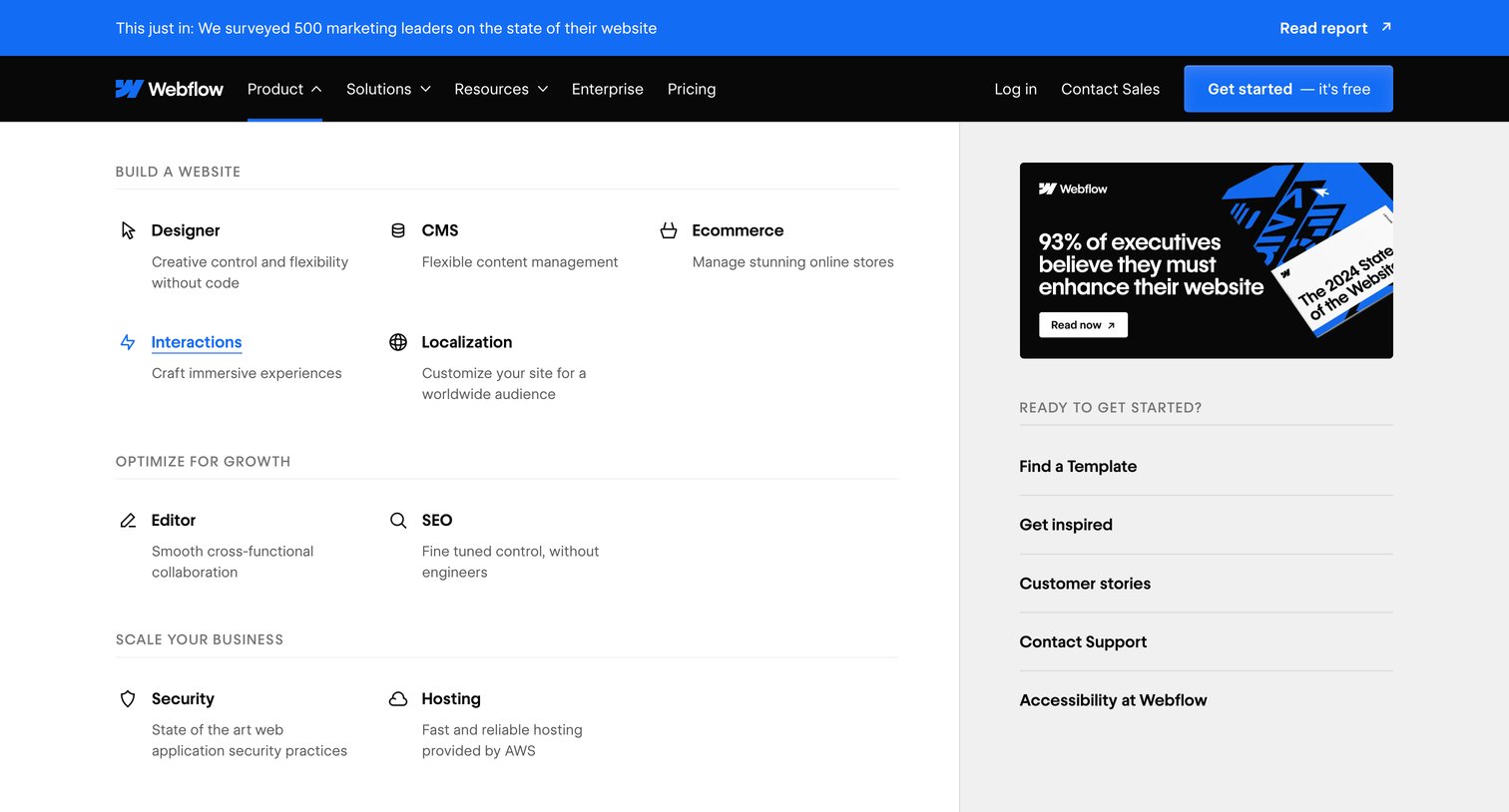 Webflow - Webflow Create a custom website | Visual website builder screen
