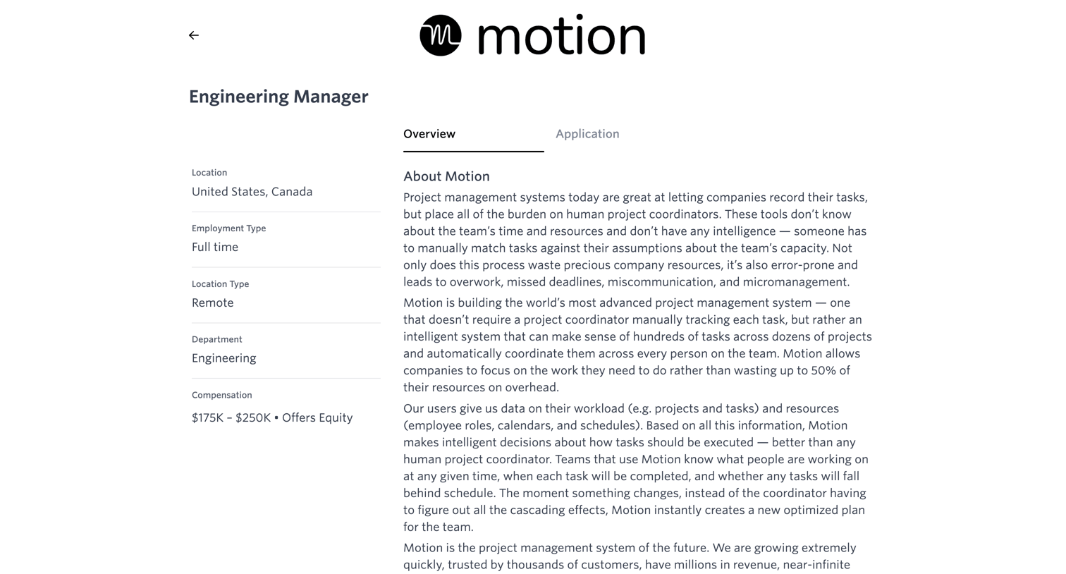 Motion - Engineering Manager @ Motion screen