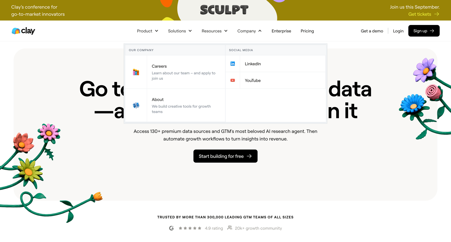 Clay - Clay | Go to market with unique data—and the ability to act on it screen