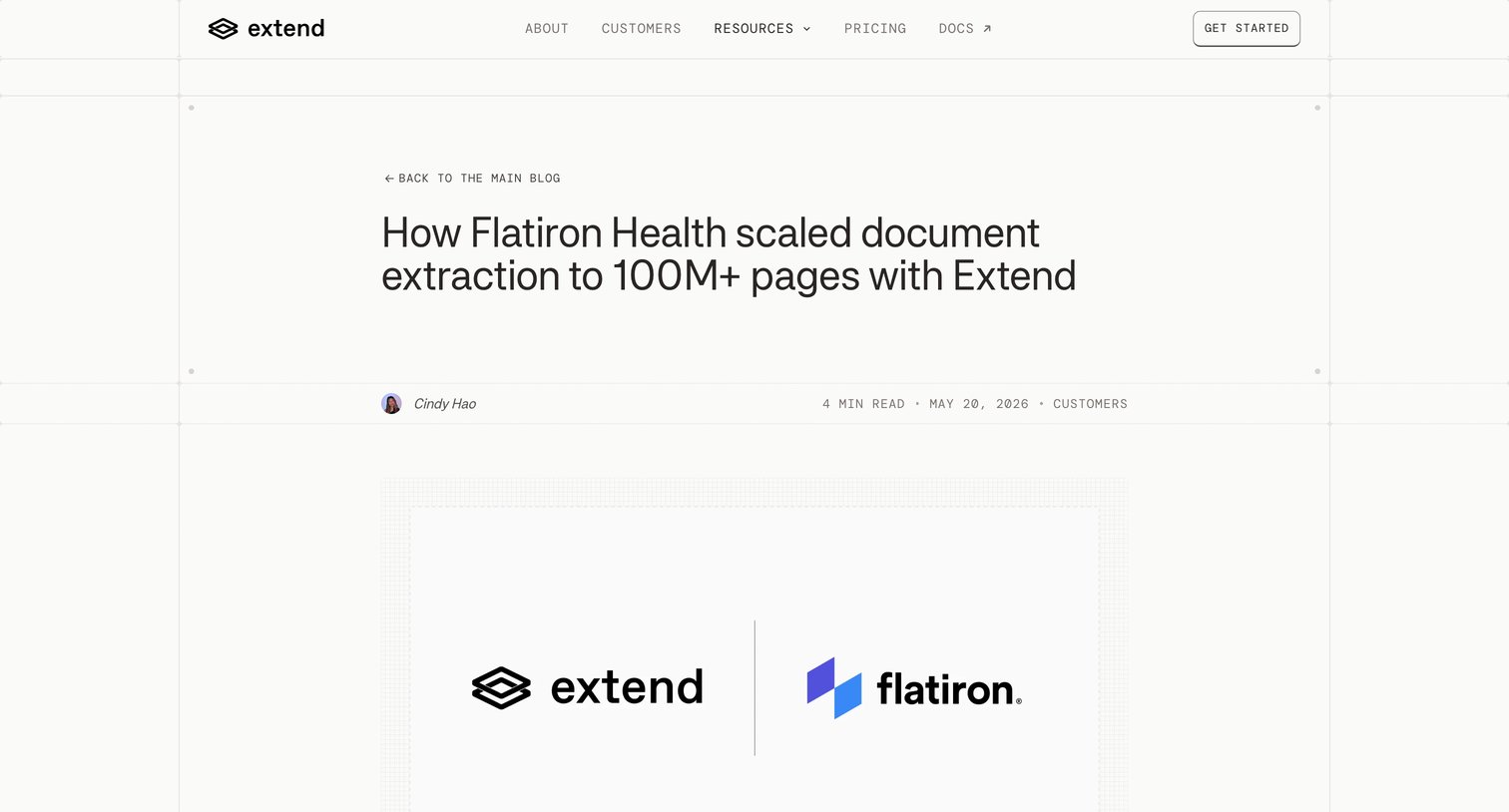 Extend - How Flatiron Health scaled document extraction to 100M+ pages with Extend | Extend screen