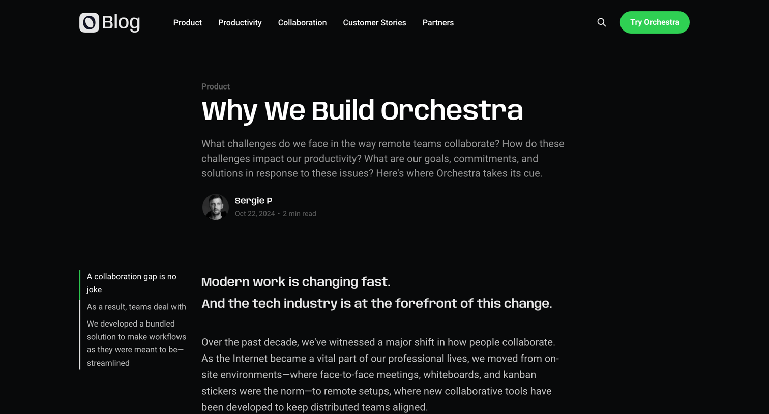Orchestra - Why We Build Orchestra screen