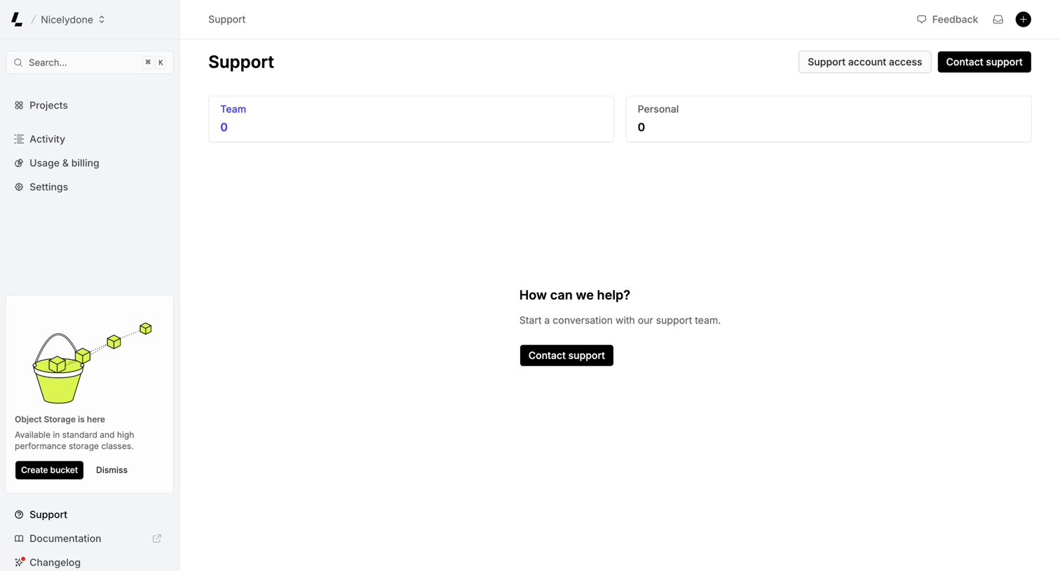 Latitude.sh - Support – Dashboard - Latitude.sh screen