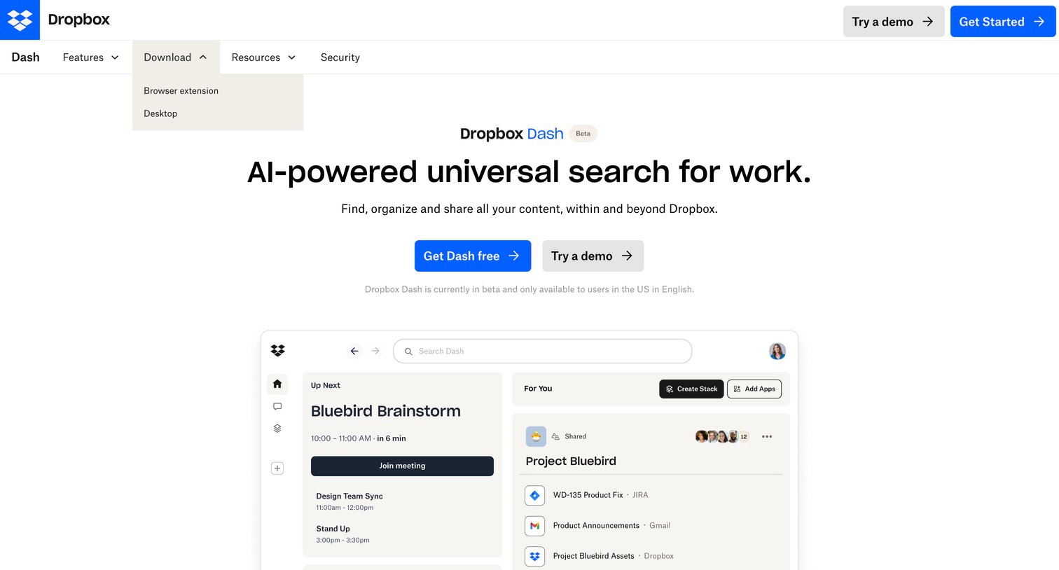 Dropbox - Dropbox Dash screen