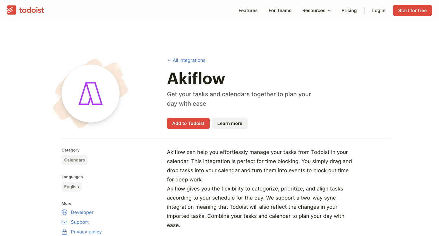 Todoist - Akiflow | Todoist screen