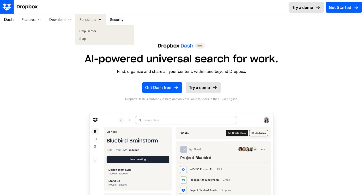 Dropbox - Dropbox Dash screen